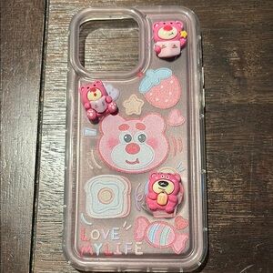 Pink Kawaii Bear iPhone Case with 3D Elements